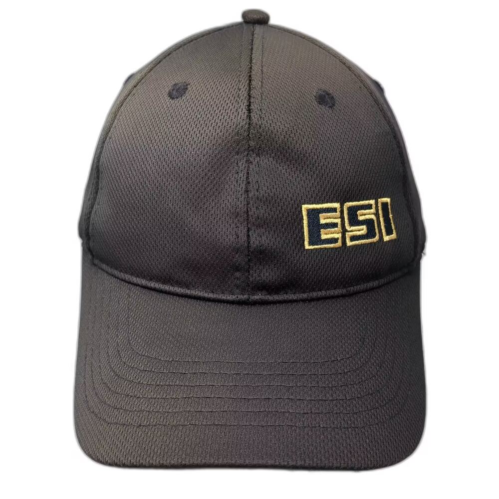 Adams Baseball Cap Black Gold One Size Hat Embroidered ESI Adjustable Polyester